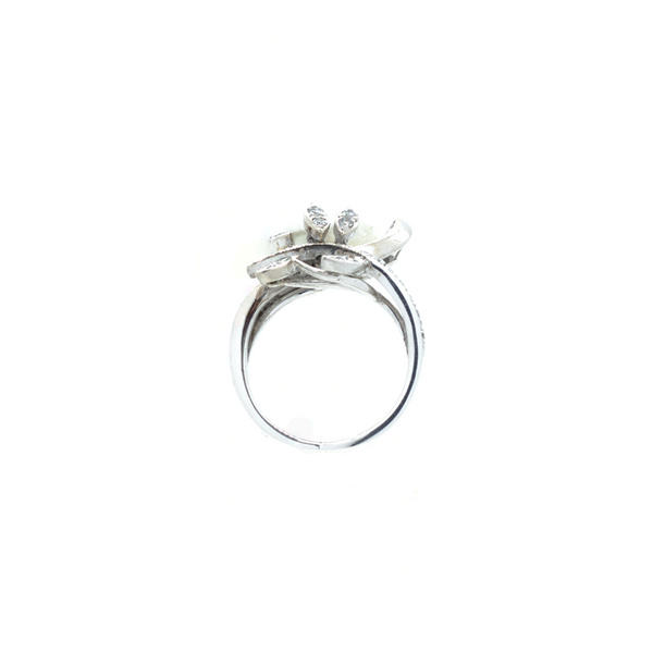 "14k White Gold and Pearl Diamond" Ring