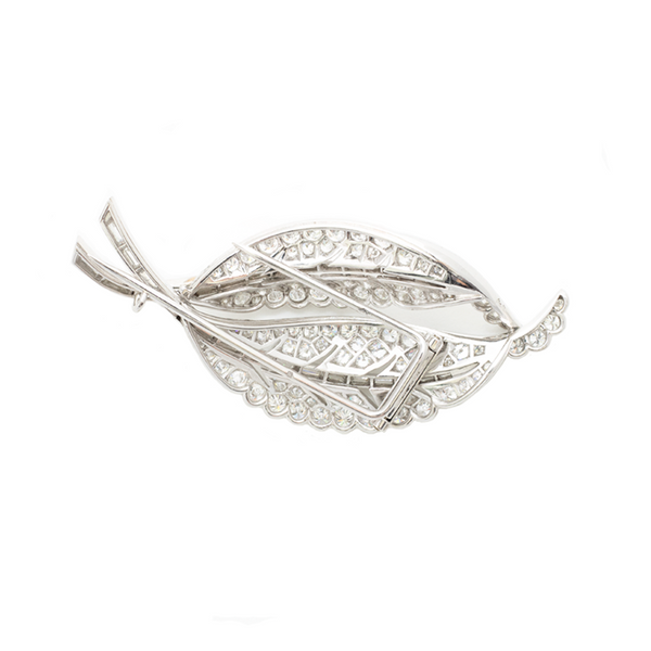 "Leaf" Diamond and Platinum Brooch