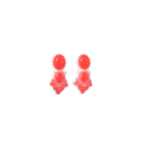 "Red Coloured Translucent and White Silicone" earrings