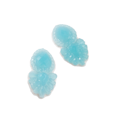 "Blue Coloured Translucent and White Silicone" earrings