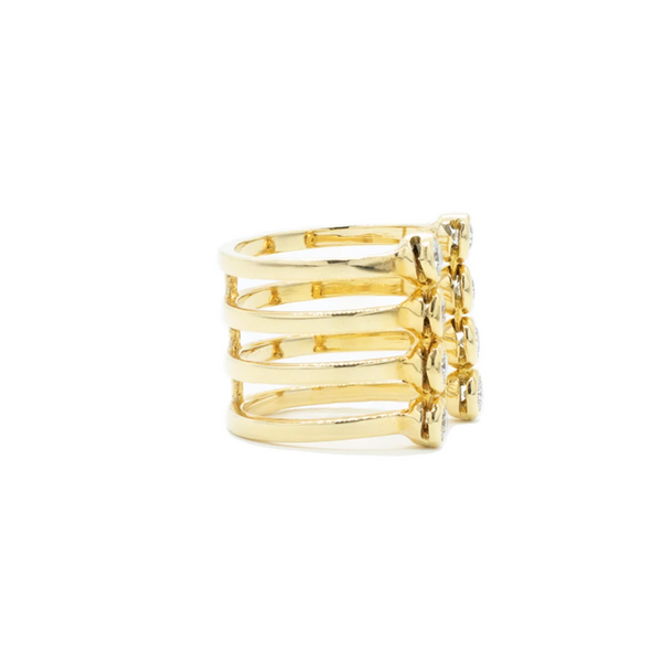 "18k Yellow Gold and 8 Diamond Double Row" Ring