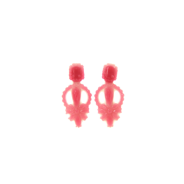 RED / PINK-COLOURED TRANSLUCENT SILICONE EARRINGS