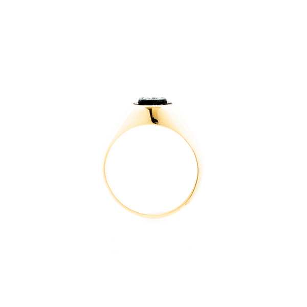"14k Yellow Gold Diamond and Black Onyx Signet" Ring