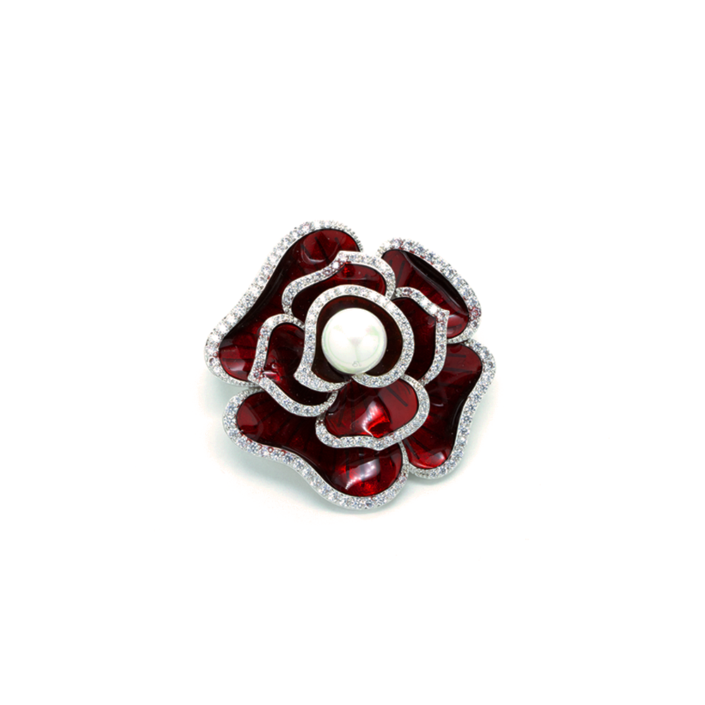 "Red Crystal Flower" Brooch