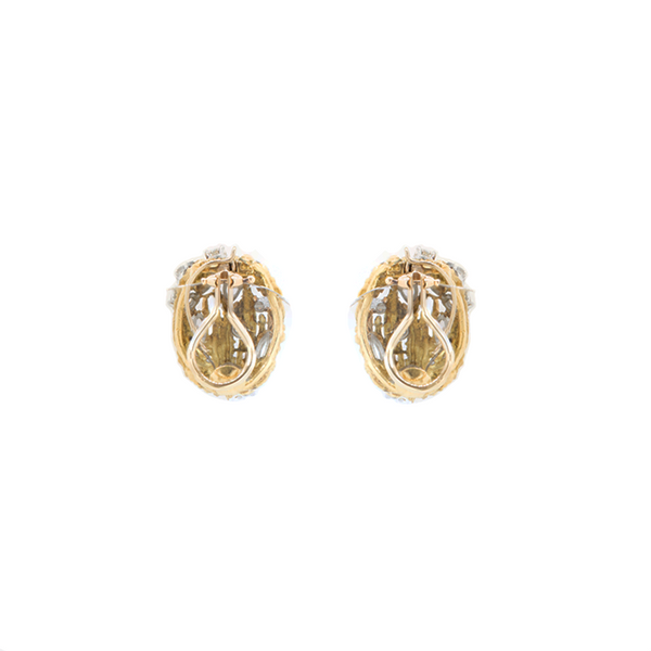 "Diamonds and 18K Gold Clip On" Earrings