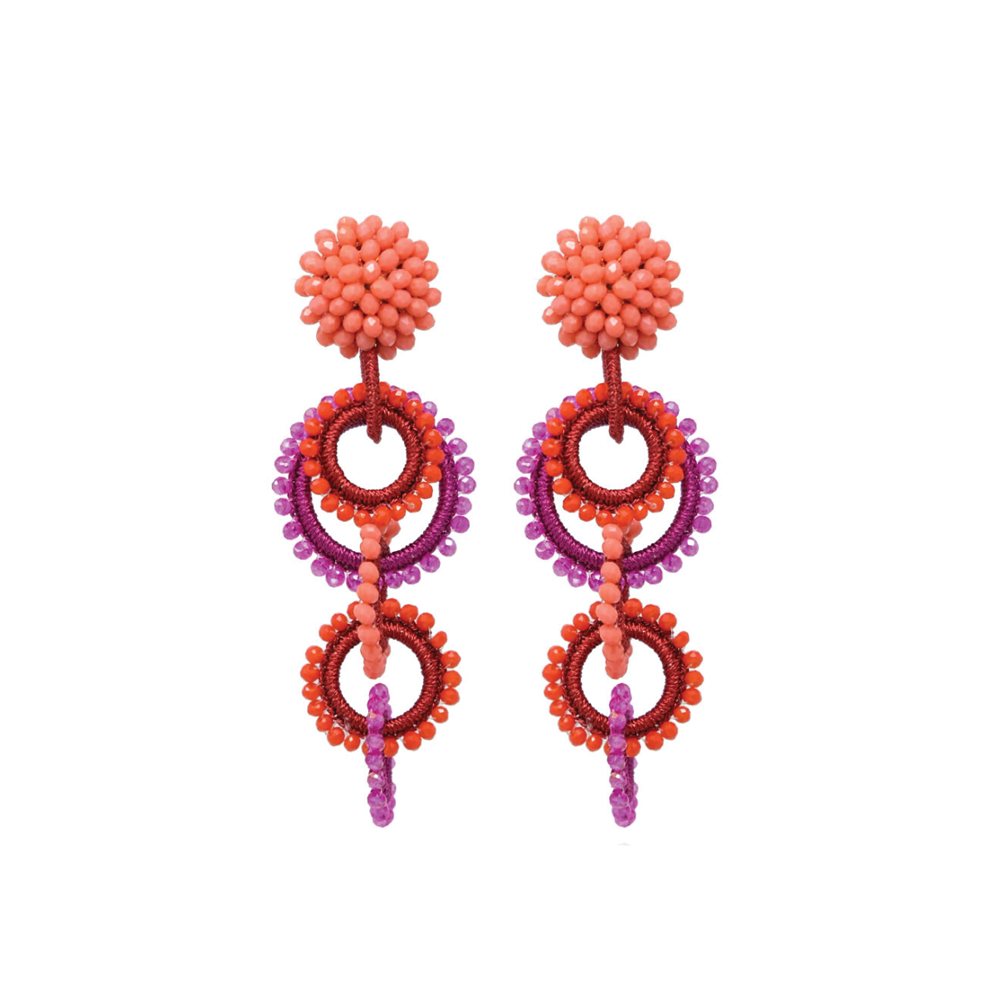 "SALENTO" RED / FUCHSIA / CORAL EARRINGS