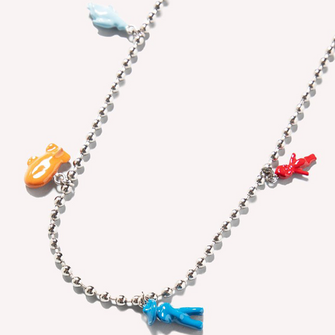ENAMELLED METAL CHARM NECKLACE