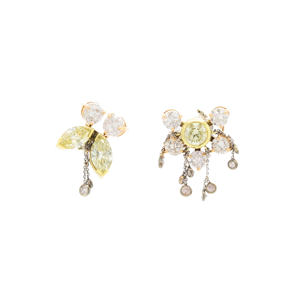 "Butterfly Pink and Yellow Diamond" Earrings
