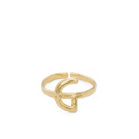 "ALPHABET G" YELLOW GOLD-PLATED RING