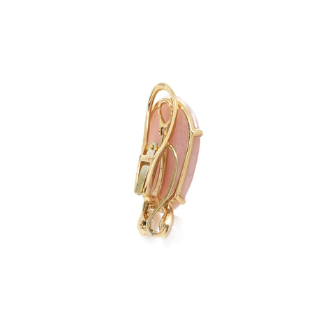 "Pink Opal & Mother of Pearl Flower 18K Yellow Gold" Earrings