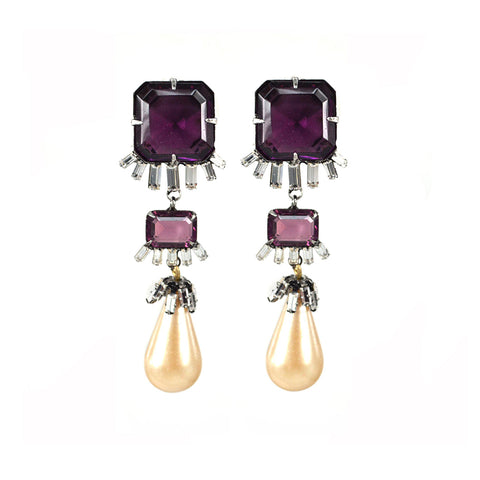 "Crystal and Teardrop Pearls" Earrings