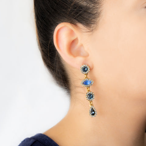 "Evil Eye Blue Drop Crystals Pair" Earrings