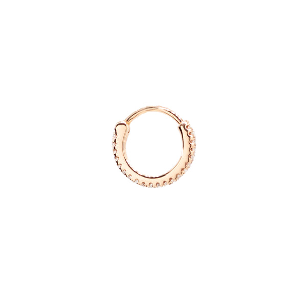 "Rose Gold Diamond Pave Small Hoop" Mono Earring