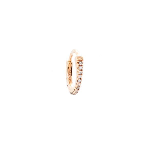 "Rose Gold Diamond Pave Small Hoop" Mono Earring