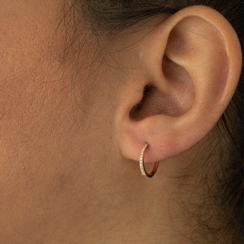 "Rose Gold Diamond Pave Huggie 12mm" Mono Earring