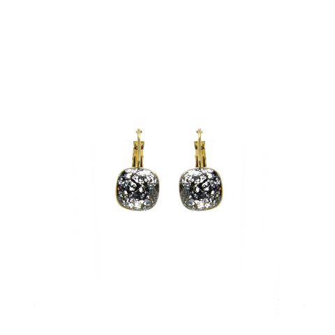 "Black Crystal Huggie" Earrings