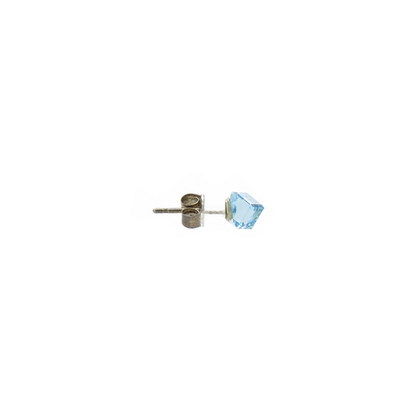 "Light Blue Square Crystal" Mono Earring