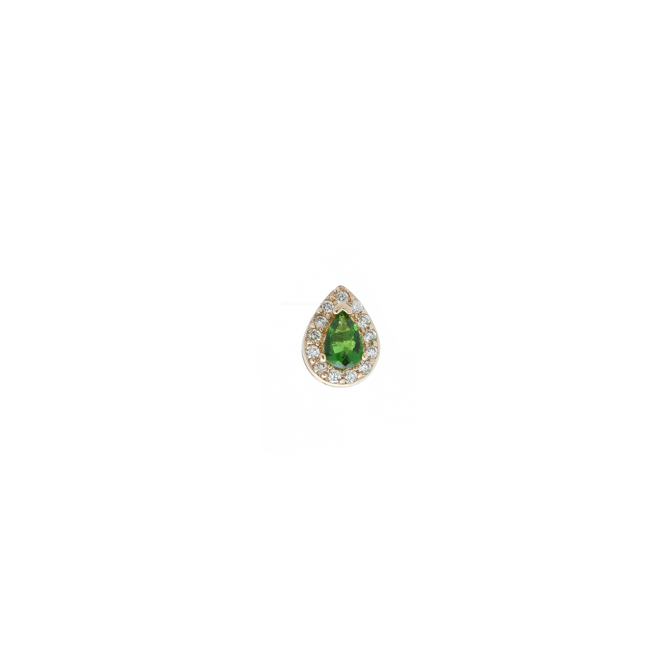 "Green Crystal Pear Shape" Stud Mono Earring