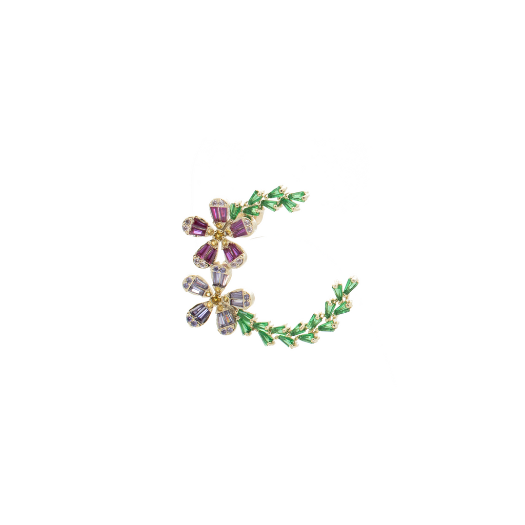 "Multicolour Flower Crystal" Mono Earring