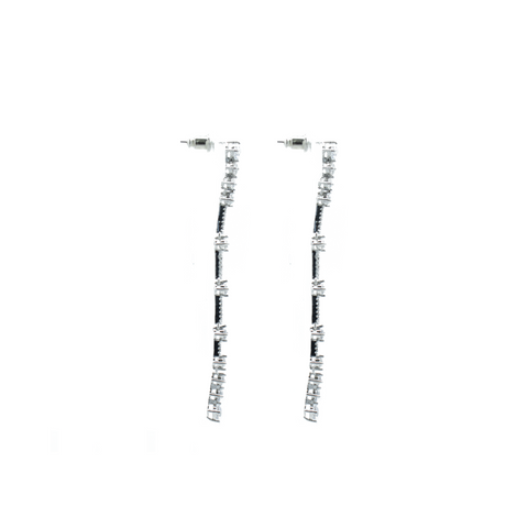 "Multiple Crystal Long Drop" Earrings