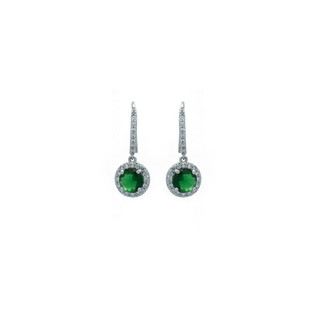 "Small Green Crystal Drop" Earrings