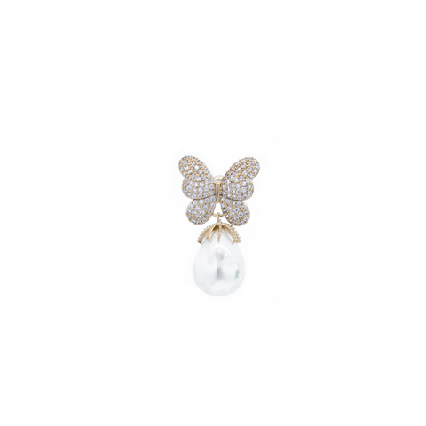 "Gold Butterfly & Pearl" Earrings