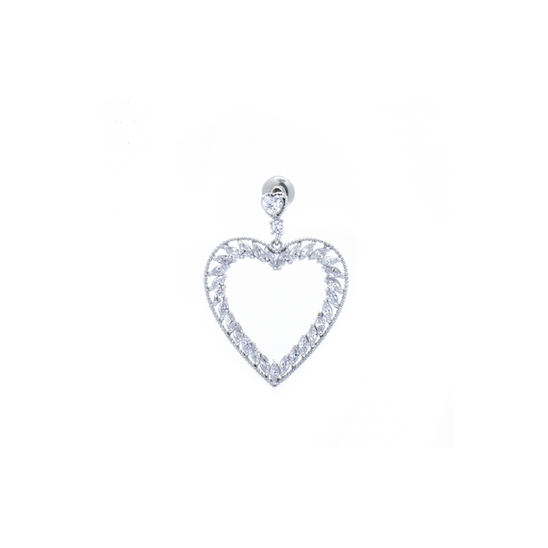 "Silver Crystal Heart Hoop" Earrings