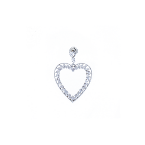 "Silver Crystal Heart Hoop" Mono Earring