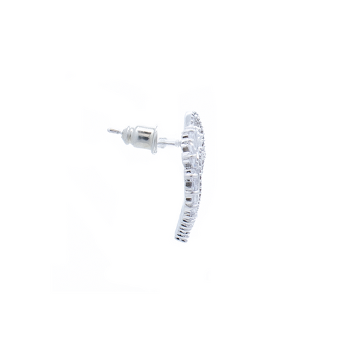 "Silver Crystal Heart Stud" Mono Earring