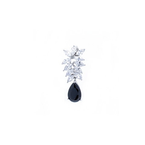 "Black Crystal Drop" Mono Earring