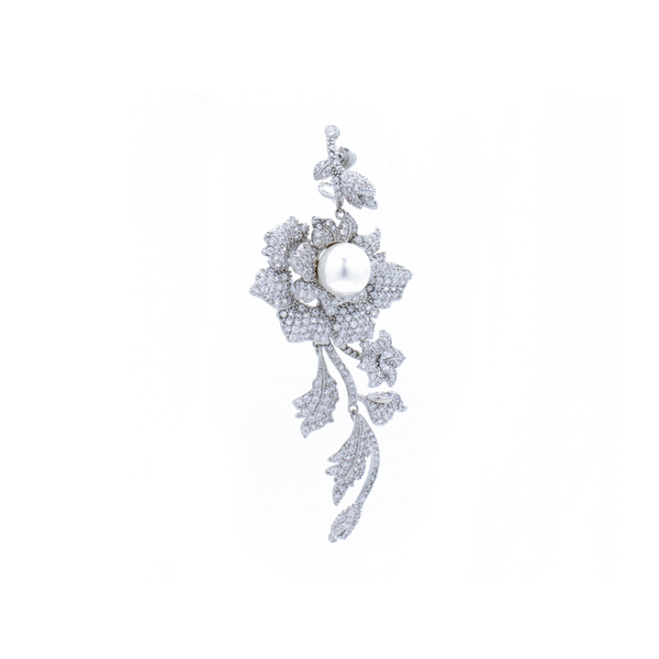 "Silver Rose Pearl" Earrings