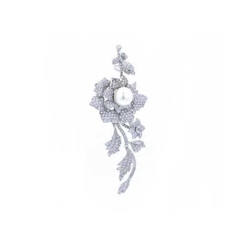 "Silver Rose Pearl" Mono Earring