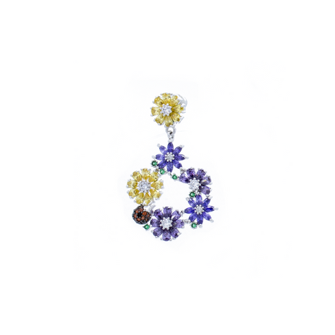 "Purple Flower Drop" Mono Earring
