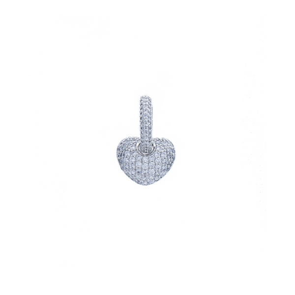 "Silver Crystal Heart Drop" Earrings