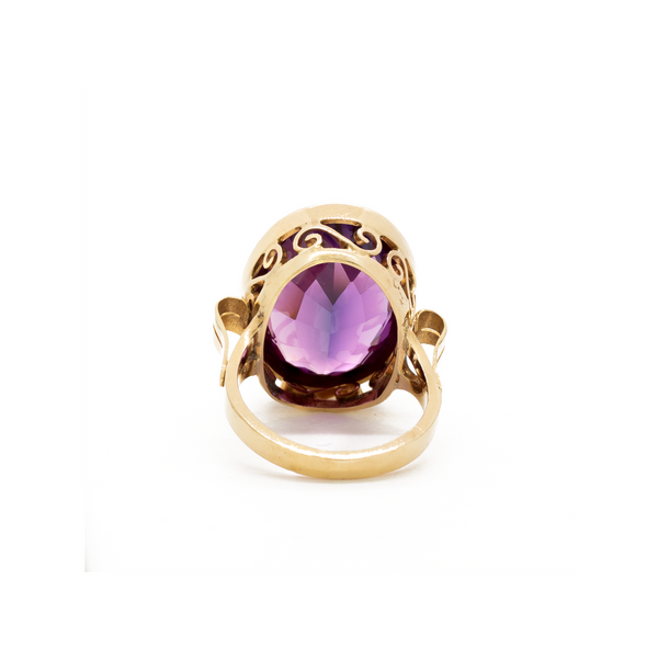 "14k Yellow Gold Amethyst Cocktail" Ring