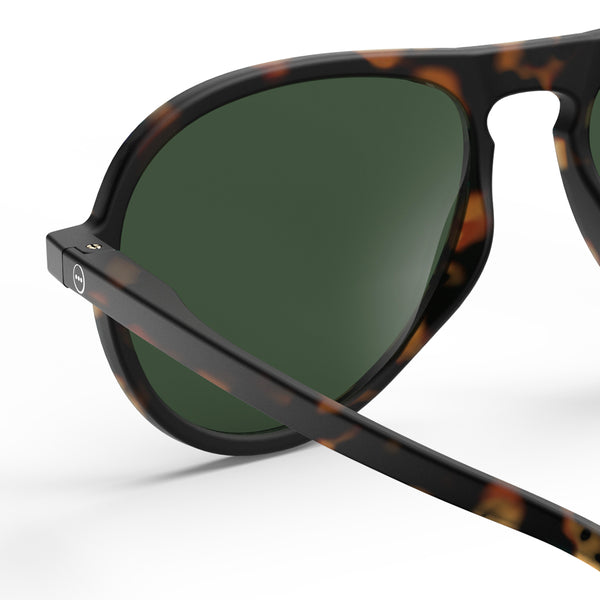 "I" Tortoise Green Lens Sunglasses