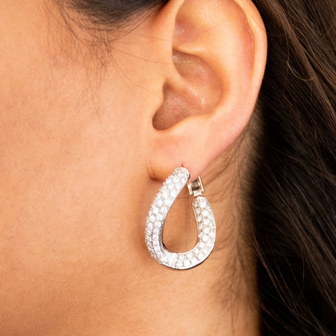 "18K White Gold & Diamond" Earrings