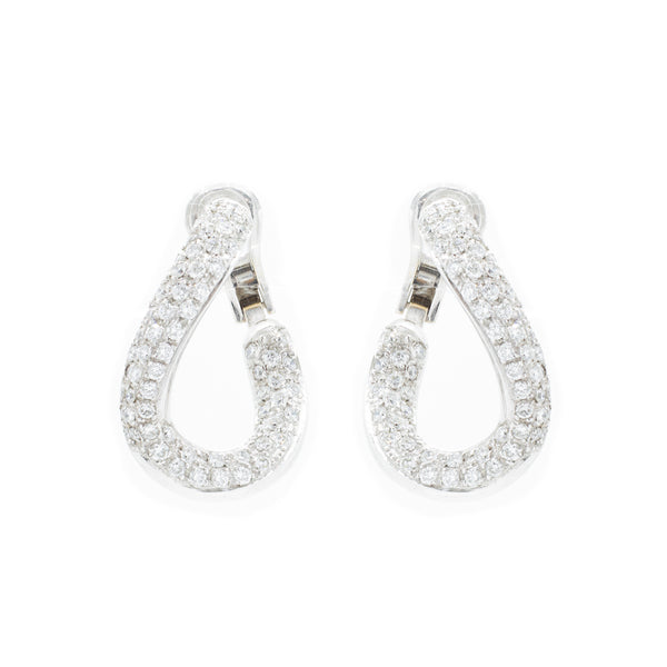 "18K White Gold & Diamond" Earrings
