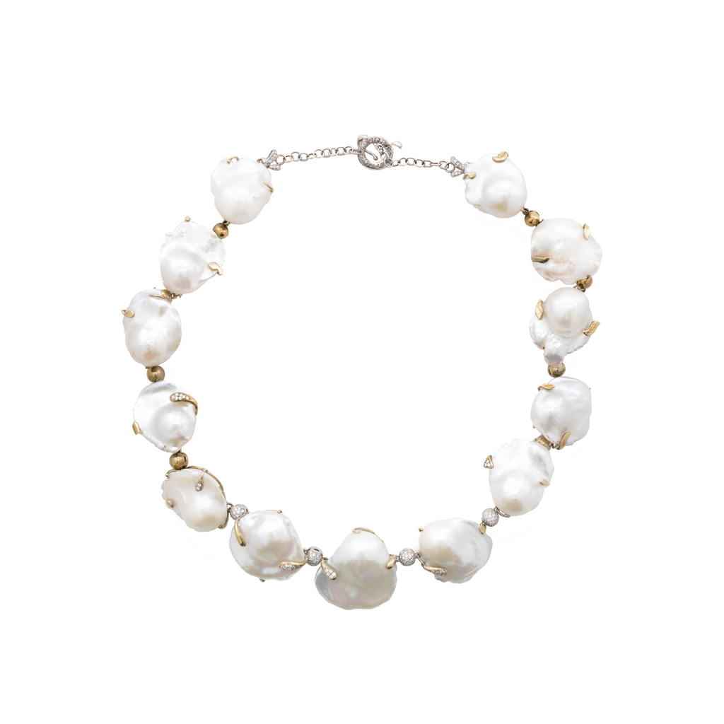 "Fine Baroque Pearls and Diamonds" Necklace