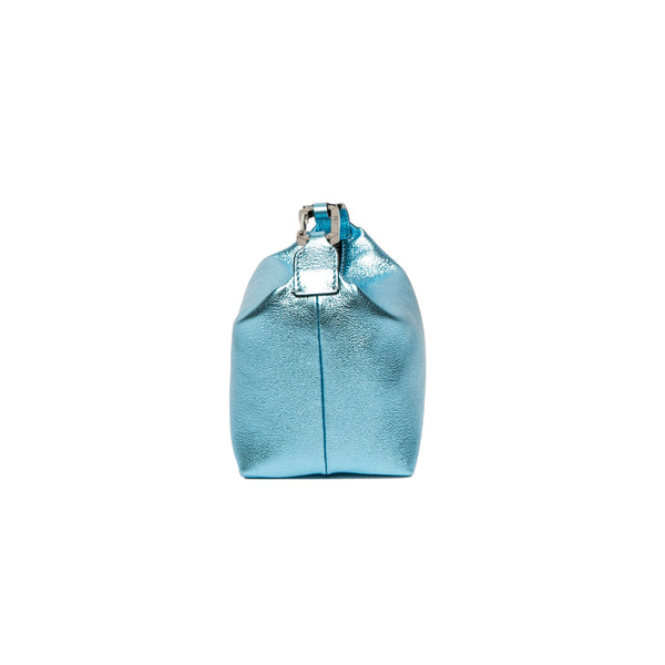 "Moon bag Laminated" Leather Turquoise Bag