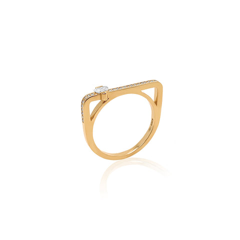 "Maasai Pave Square Band With Heart Diamond" Ring
