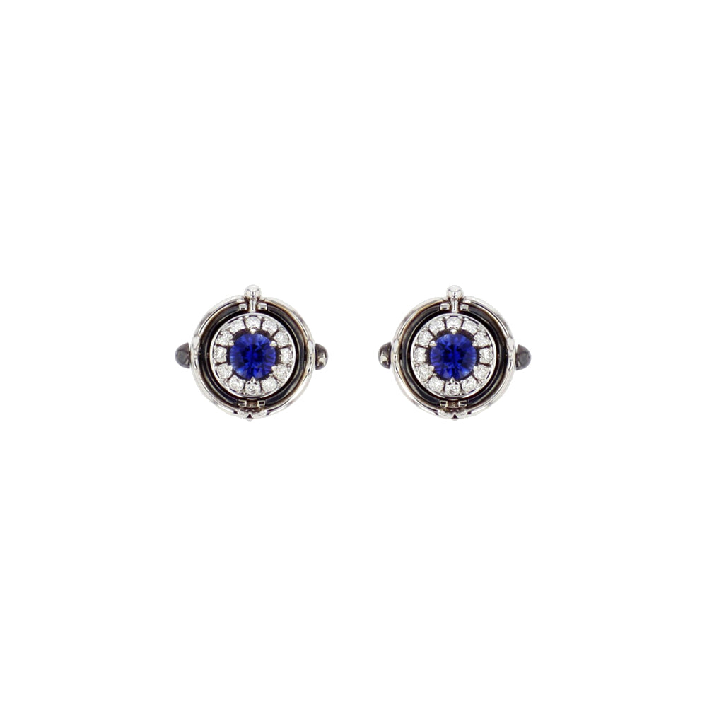 "Mira" White Gold Blue Sapphire Stud Earrings