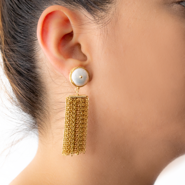 "Pearl Gold Chain" Earrings