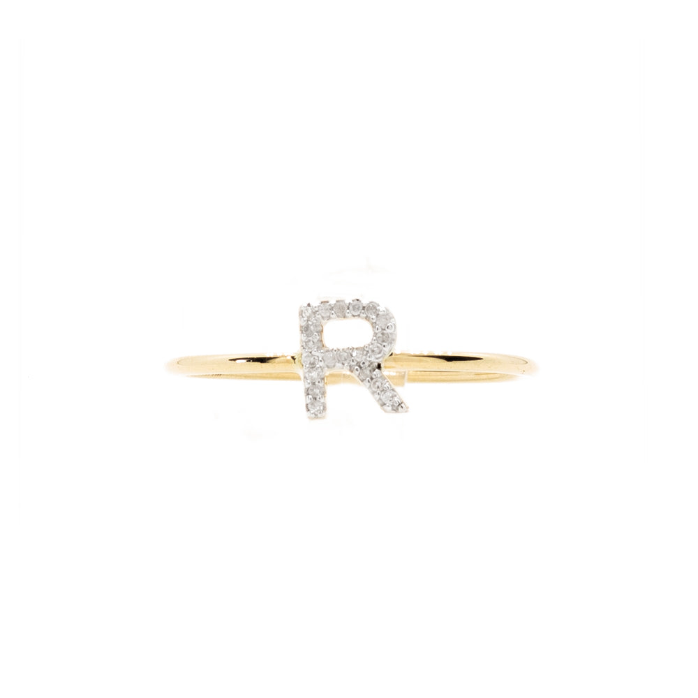"Yellow Gold R Letter" Ring