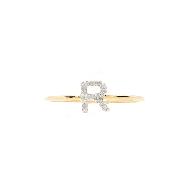 "Yellow Gold R Letter" Ring