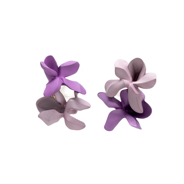 "Double Violet" Clip-on Earrings