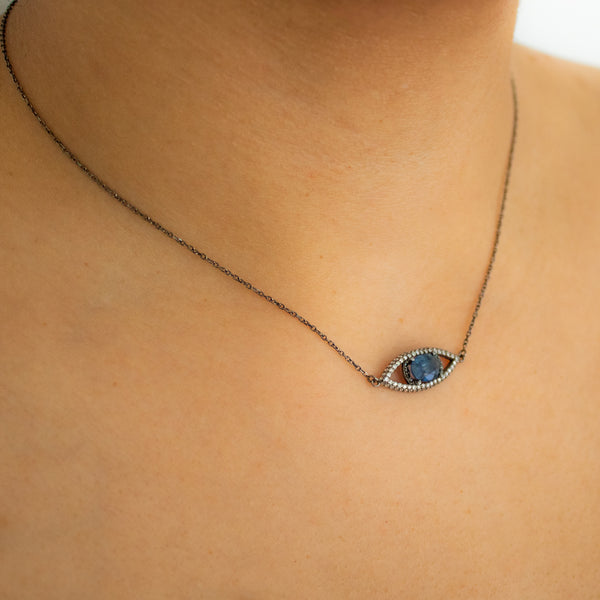 "Evil Eye Sapphire Diamond" Necklace