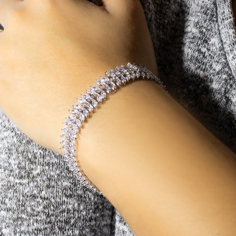 "Silver Marquise Cut Swarovski Crystal" Bracelet