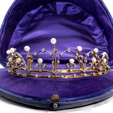 "French Silver, Gold, Diamond and Pearl" Diadem