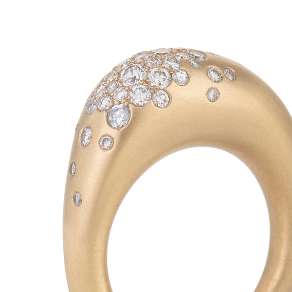 "Urban Winter Thick" 18k Yellow Gold & Champagne Diamond Ring